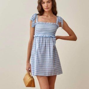Reformation Dawson mini Dress Blue Gingham